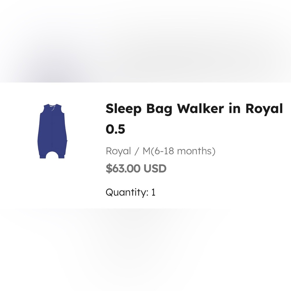 Kyte BABY Sleep Bag Walker, Royal, 0.5 TOG / Sz M (6-18 mo)